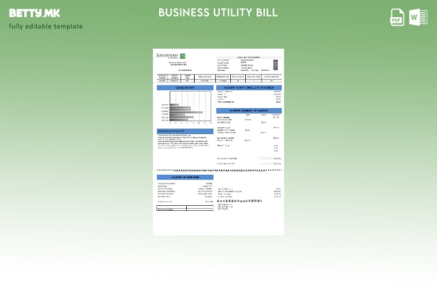 Шаблон за сметки за деловни комунални услуги САД Џорџија Савана во Word и PDF фо